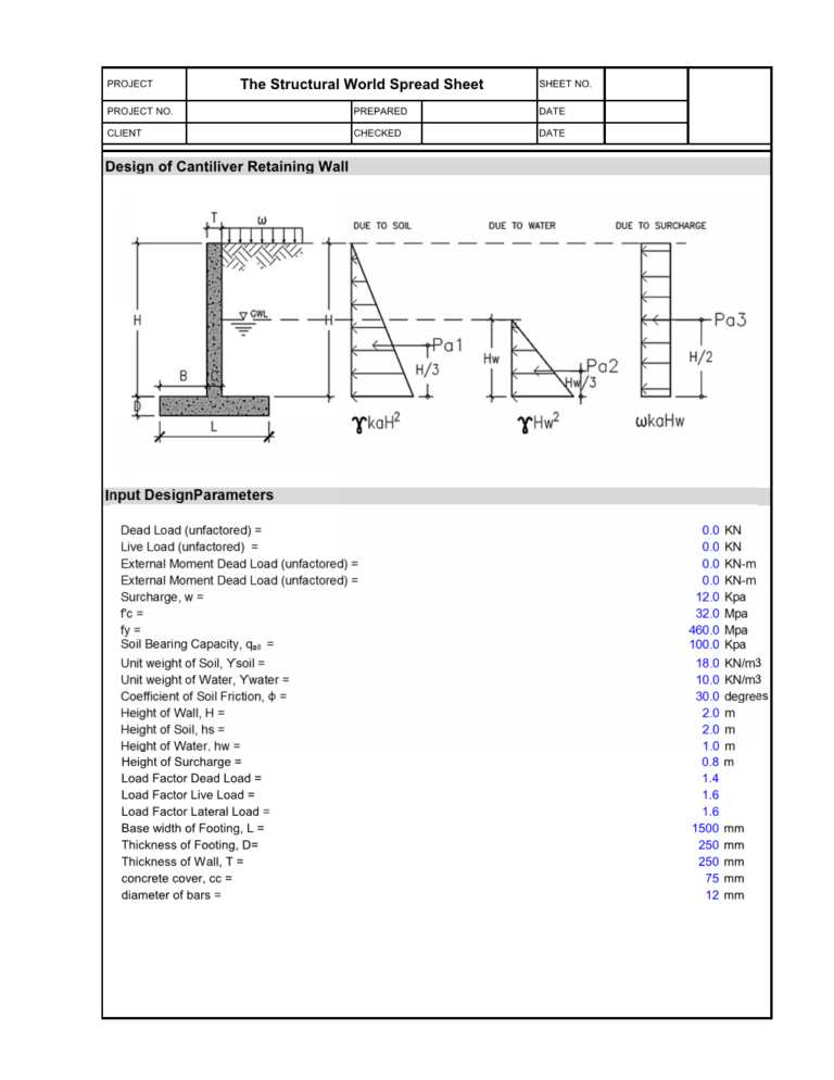 Retaining Wall Design Calculations Page 001 | The Structural World